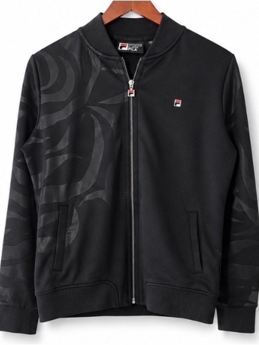 FILA White Line Full Zip Track Jacket – Black Pattern | Men’s 2XL (180/96A)